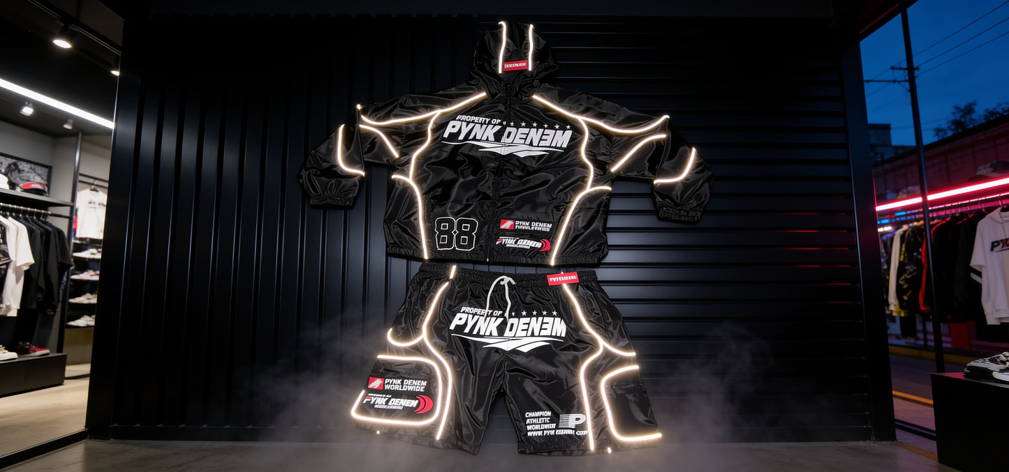 Pink Denem Motor Sports Reflective set