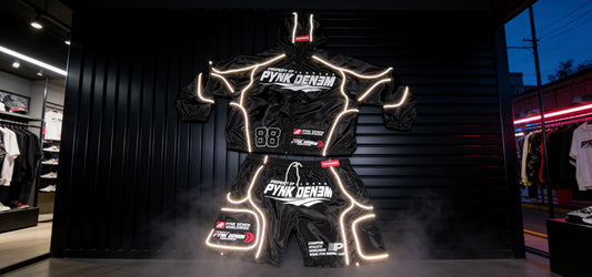 Pink Denem Motor Sports Reflective set